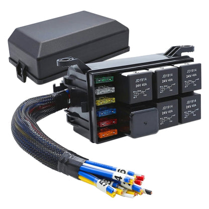 24V 5 Pin Car 6 Slots Waterproof Relay Fuse Box with Cable by buy2fix