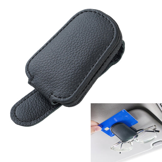 Car Sun Visor Glasses Clip Multi-functional Card Storage Bracket (Black)