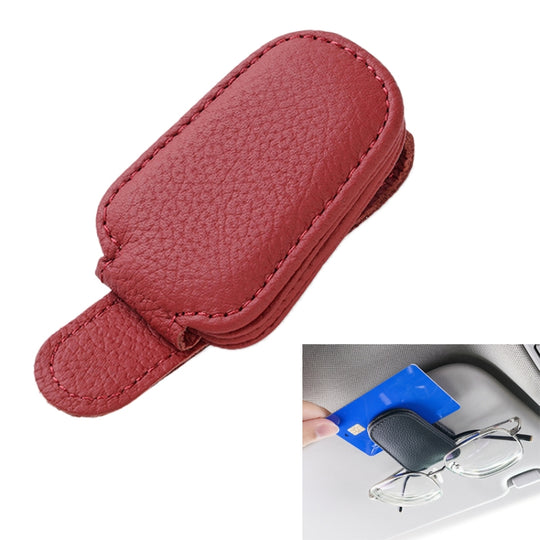 Car Sun Visor Glasses Clip Multi-functional Card Storage Bracket (Red)