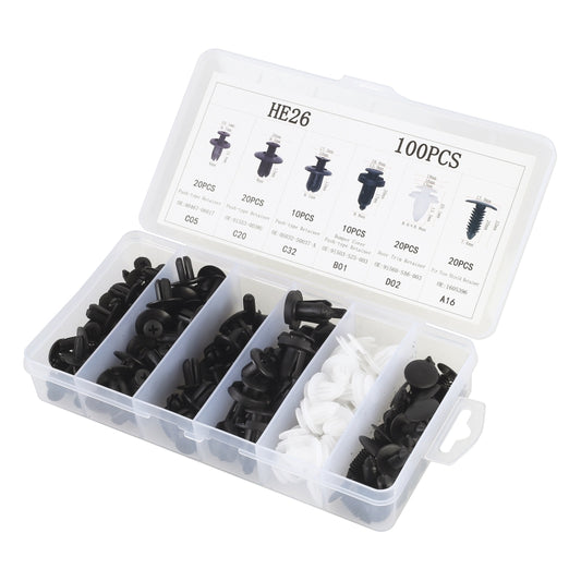 100 in 1 Universal Car Plastic Fasteners Rivet Clips Set by buy2fix