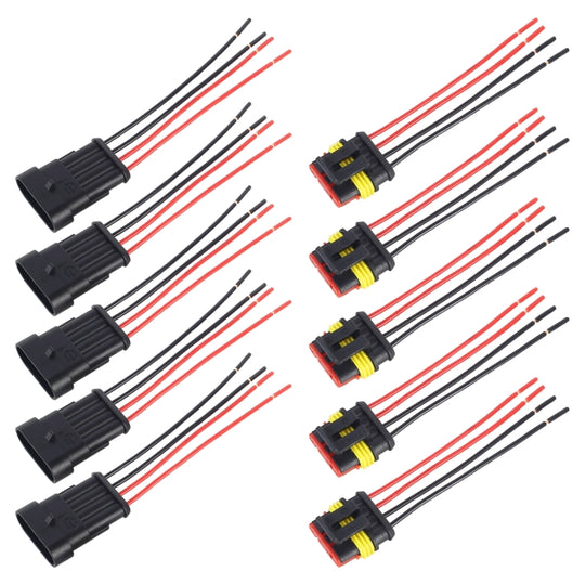 10pcs 4P Car Waterproof Plug Car Connector Plug-In, Length：10cm
