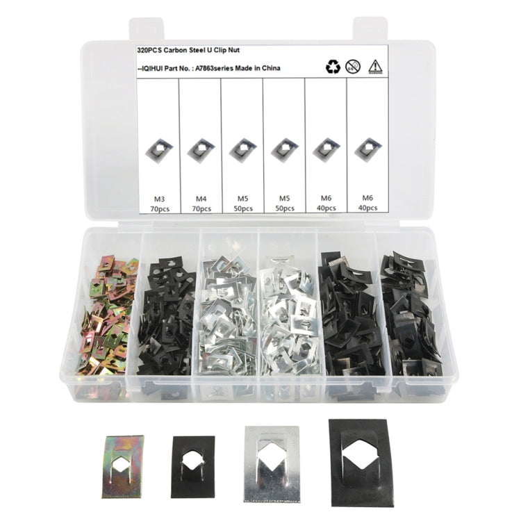 A7863 320 in 1 C-shape Nut Kit Spire Clips Carbon Steel Speed Fasteners Lug Nuts - Nuts & Bolts by buy2fix | Online Shopping UK | buy2fix