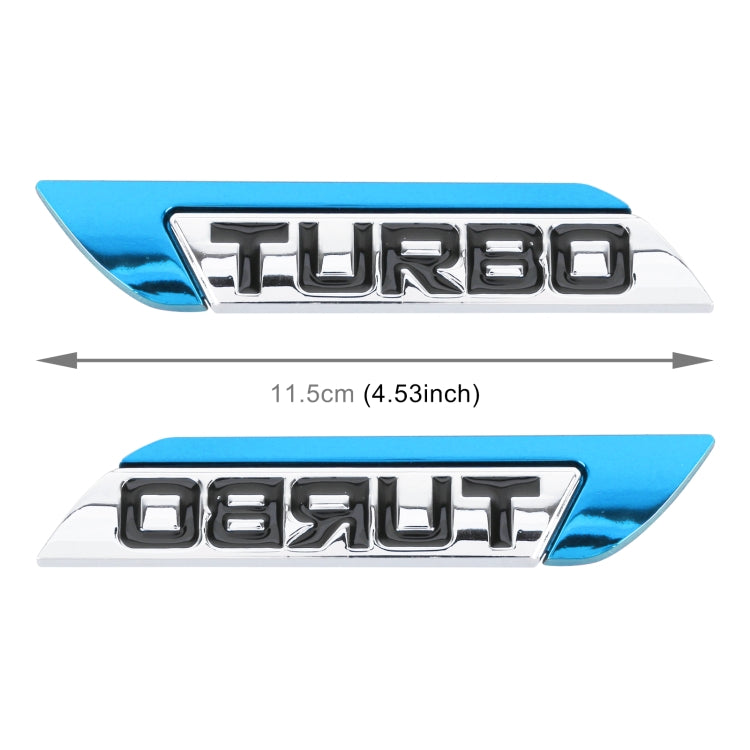 1 Pair Car Turbo Personalized Aluminum Alloy Decorative Stickers, Size: 11.5 x 2.5 x 0.5cm (Blue) - 3D Metal Sticker by buy2fix | Online Shopping UK | buy2fix