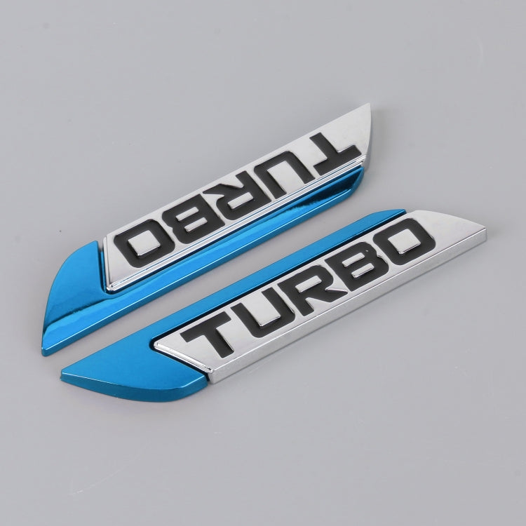 1 Pair Car Turbo Personalized Aluminum Alloy Decorative Stickers, Size: 11.5 x 2.5 x 0.5cm (Blue) - 3D Metal Sticker by buy2fix | Online Shopping UK | buy2fix