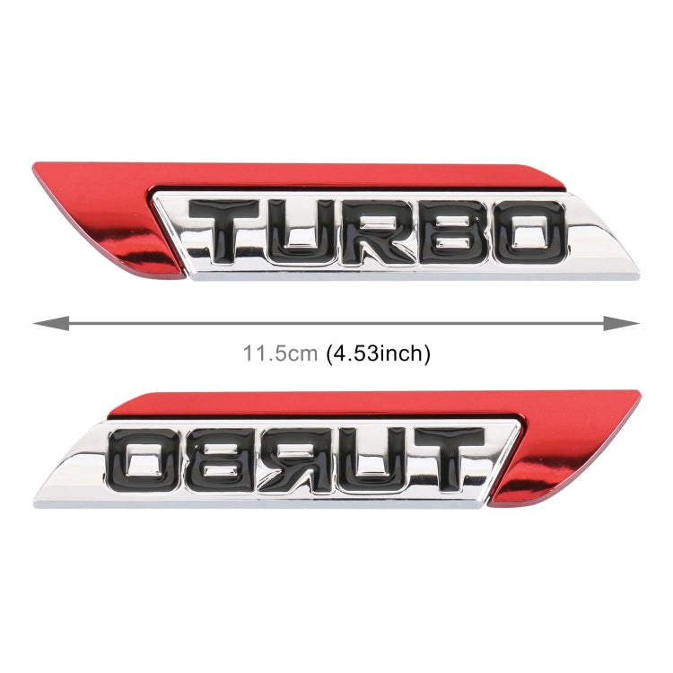 1 Pair Car Turbo Personalized Aluminum Alloy Decorative Stickers, Size: 11.5 x 2.5 x 0.5cm (Red) - 3D Metal Sticker by buy2fix | Online Shopping UK | buy2fix