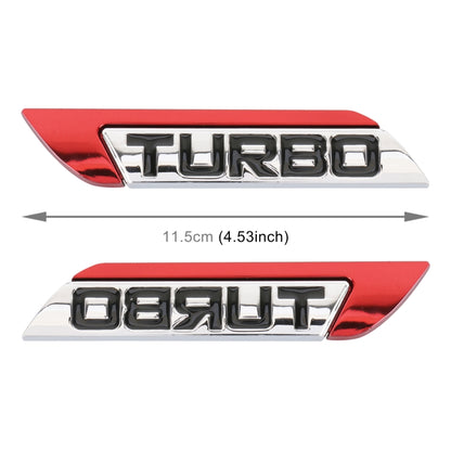 1 Pair Car Turbo Personalized Aluminum Alloy Decorative Stickers, Size: 11.5 x 2.5 x 0.5cm (Red) - 3D Metal Sticker by buy2fix | Online Shopping UK | buy2fix