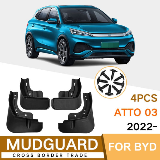 For BYD Atto 03 Yuan Plus 2022 4pcs/Set Car Auto Soft Plastic Splash Flaps Fender Guard by buy2fix