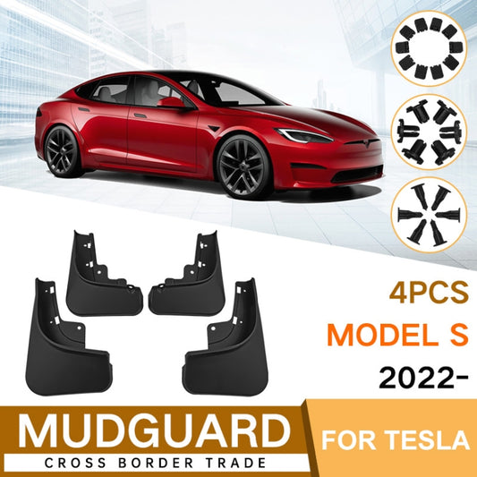 For Tesla Model S 2022 4pcs/Set Car Auto Soft Plastic Splash Flaps Fender Guard by buy2fix