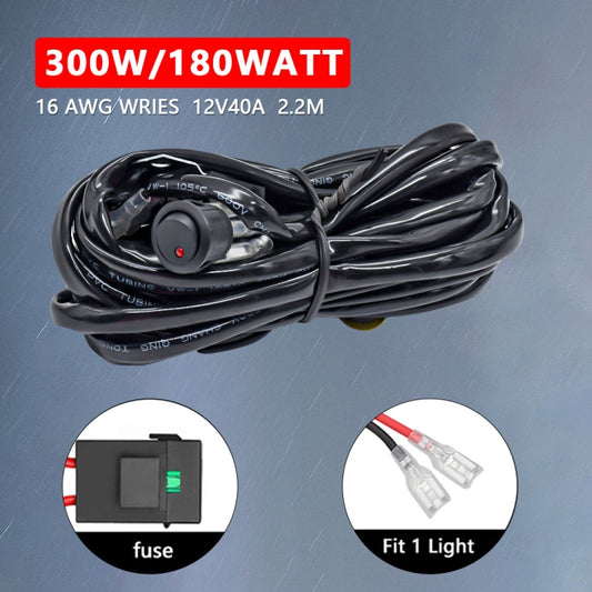 D0034 Off-road Vehicle 300W Round Waterproof Switch Light Wiring Harness by buy2fix