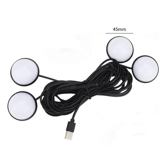Car 4 in 1 USB RGB Foot LED Atmosphere Light (White Light) by buy2fix