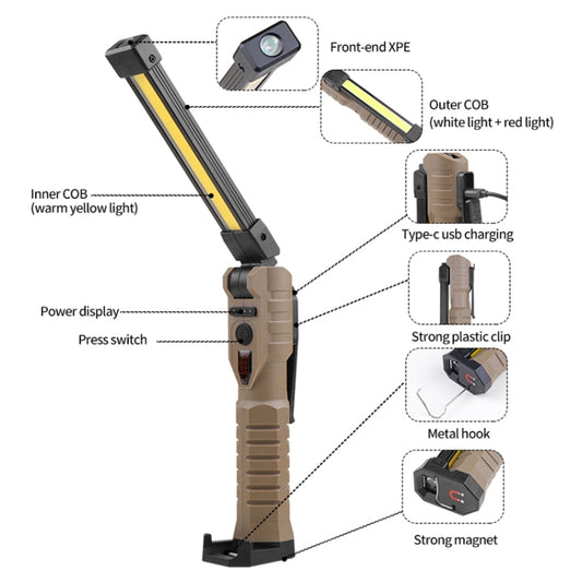 FT20 Folding Magnet Car Inspection Light Work Maintenance Lamp Strong Emergency COB LED Lamp (Black) by buy2fix