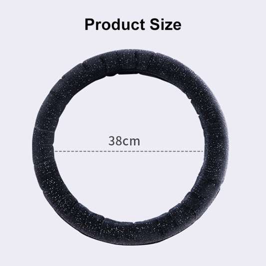 D Style Car Universal Self Heating Plush Warm Anti-skid Steering Wheel Cover, Diameter: 38cm (Black) by buy2fix