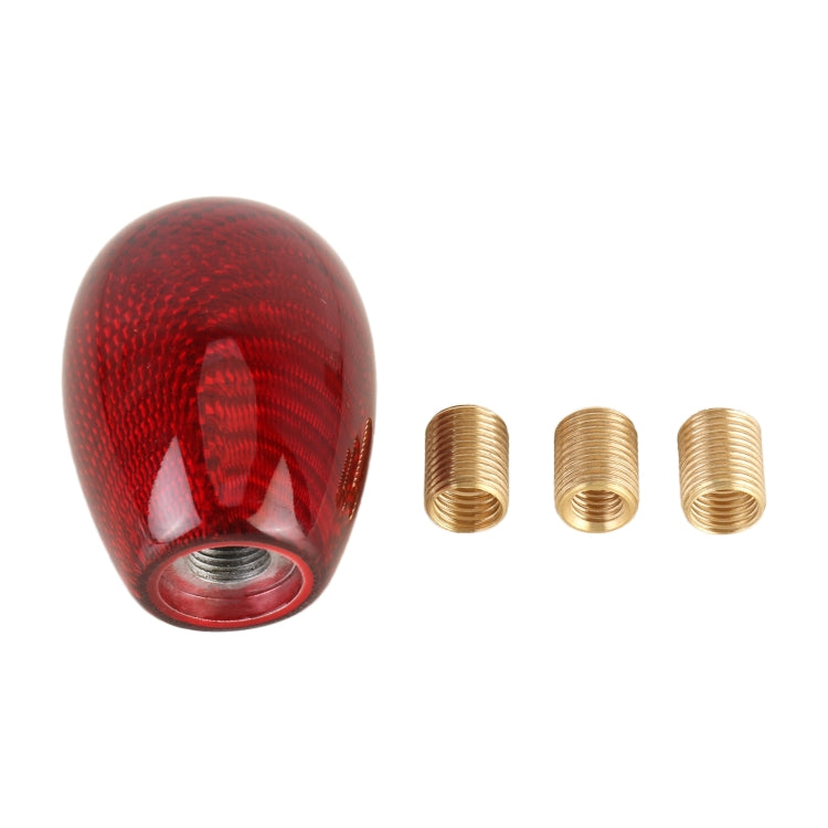 Car Carbon Fiber Pattern Gear Shift Knob Short Style Duck Egg Type Automatic Gear Head (Red) by buy2fix