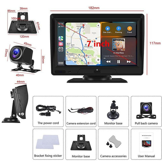 P702D 7 inch Portable Touch Display Wireless Car Navigator Dual-lens Smart Driving Recorder by buy2fix