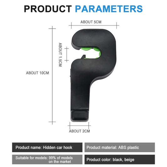 1 Pair Car Seat Back Hidden Hook (Black) by buy2fix