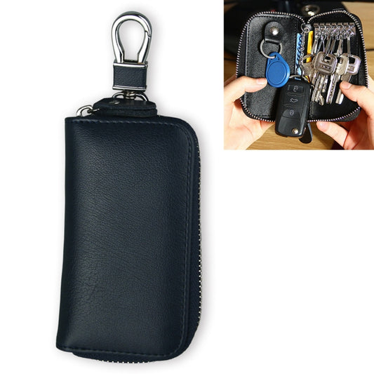 9092 Business Style Multifunctional Genuine Leather Zipper Car Key Bag(Dark Blue) by buy2fix