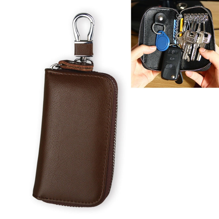 9092 Business Style Multifunctional Genuine Leather Zipper Car Key Bag(Brown) by buy2fix