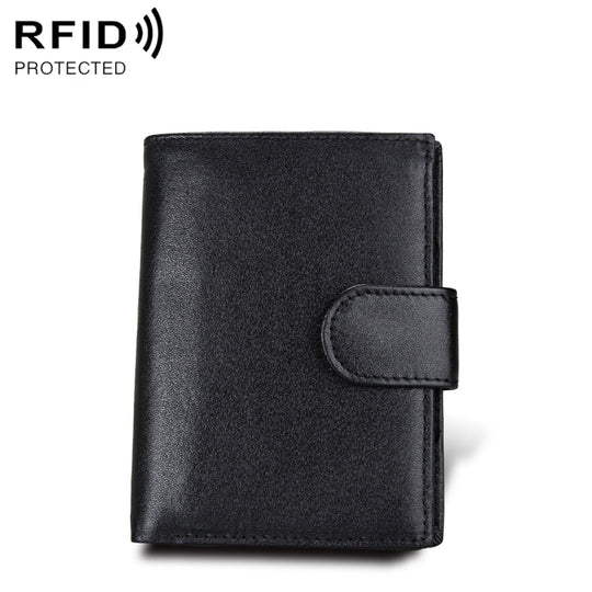 Antimagnet RFID Genuine Leather Wallet / Passport Package / Cowhide Card Slot for man(Black)