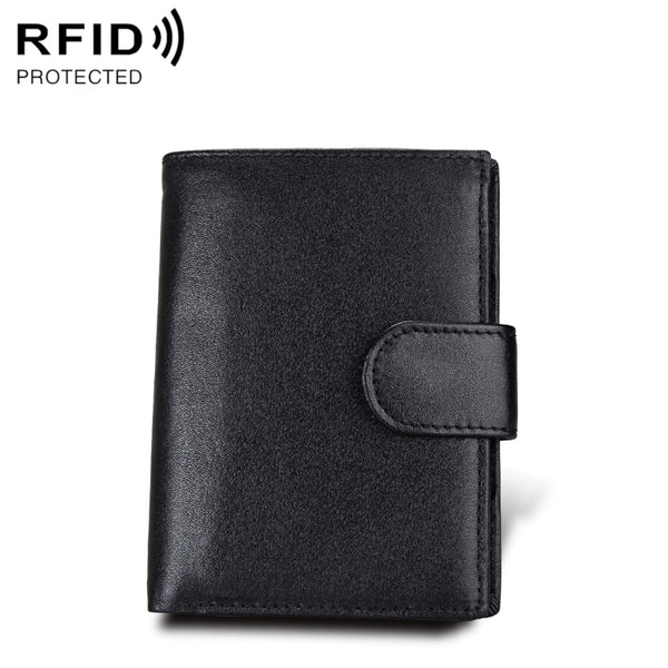 Antimagnet RFID Genuine Leather Wallet / Passport Package / Cowhide Card Slot for man(Black) by buy2fix