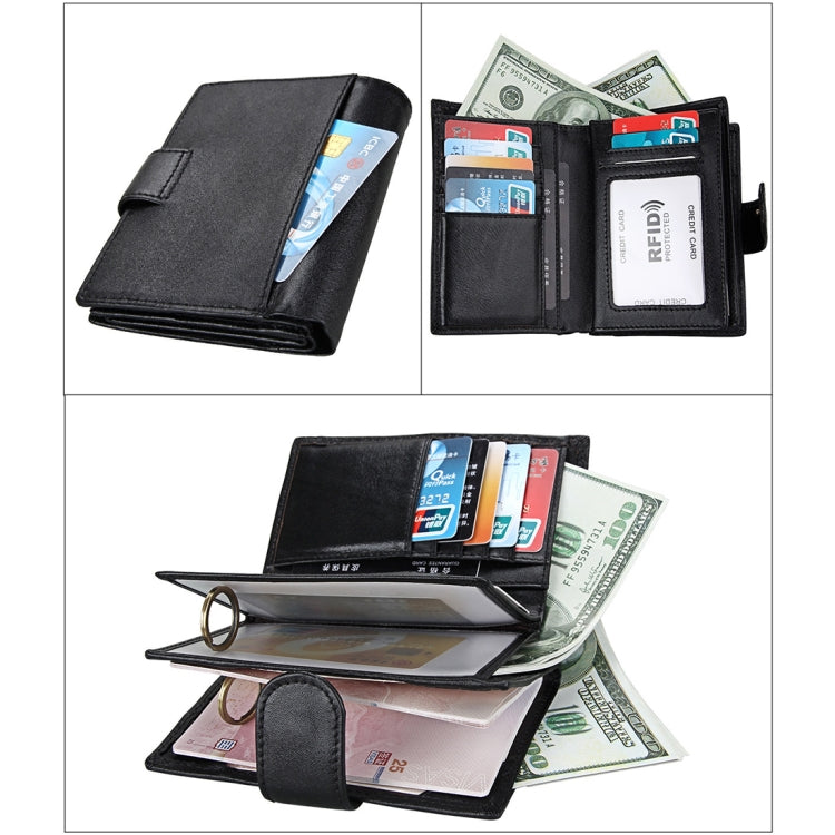 Antimagnet RFID Genuine Leather Wallet / Passport Package / Cowhide Card Slot for man(Black) - Antimagnetic RFID Package by buy2fix | Online Shopping UK | buy2fix