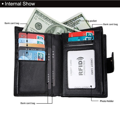 Antimagnet RFID Genuine Leather Wallet / Passport Package / Cowhide Card Slot for man(Black) - Antimagnetic RFID Package by buy2fix | Online Shopping UK | buy2fix