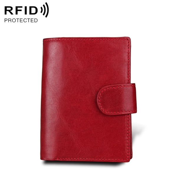 Antimagnet RFID Genuine Leather Wallet / Passport Package / Cowhide Card Slot for man(Red) by buy2fix