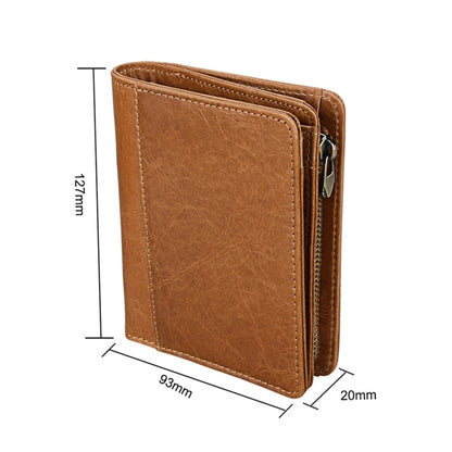 8231 Antimagnetic RFID Men Fashion Crazy Horse Textyure Genuine Leather Wallet Card Bag(Brown) by buy2fix