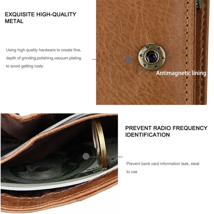 8231 Antimagnetic RFID Men Fashion Crazy Horse Textyure Genuine Leather Wallet Card Bag(Brown) by buy2fix