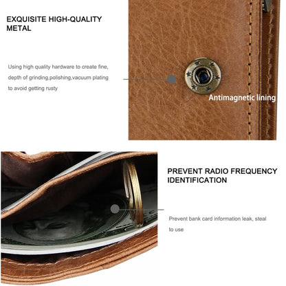 8231 Antimagnetic RFID Men Fashion Crazy Horse Textyure Genuine Leather Wallet Card Bag(Brown) by buy2fix