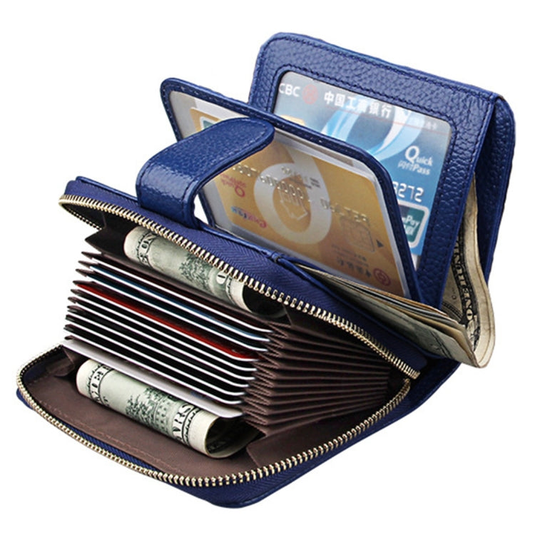 KB132 Female Style Full Grain Cow Leather Multifunctional RFID Wallet/ Card Bag/ Driving License Package(Blue) by buy2fix