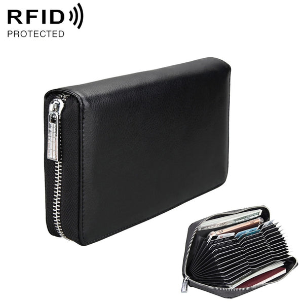 Antimagnetic RFID Large Capacity Long Style Genuine Leather Passport Package / Multifunctional and Many Card Slots Card Package(Black) by buy2fix