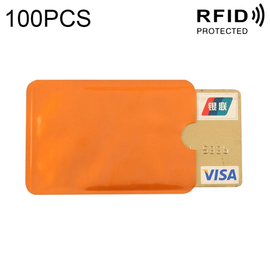 100pcs Aluminum Foil RFID Blocking Credit Card ID Bank Card Case Card Holder Cover, Size: 9 x 6.3cm (Orange)