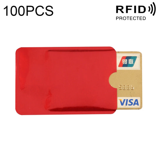 100pcs Aluminum Foil RFID Blocking Credit Card ID Bank Card Case Card Holder Cover, Size: 9 x 6.3cm (Red)