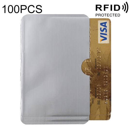100 PCS Aluminum Foil RFID Blocking Credit Card ID Bank Card Case Card Holder Cover, Size: 9.3 x 6cm (Silver)