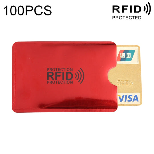 100pcs Aluminum Foil RFID Blocking Credit Card ID Bank Card Case, Size: 9 x 6.3cm (Red)
