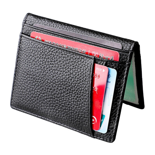KB173 Ultrathin Litchi Texture Leather Card Holder Certificate Bag(Black)