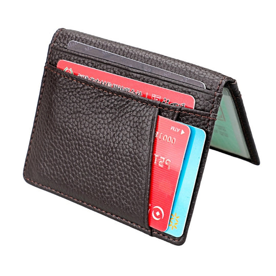 KB173 Ultrathin Litchi Texture Leather Card Holder Certificate Bag(Coffee)