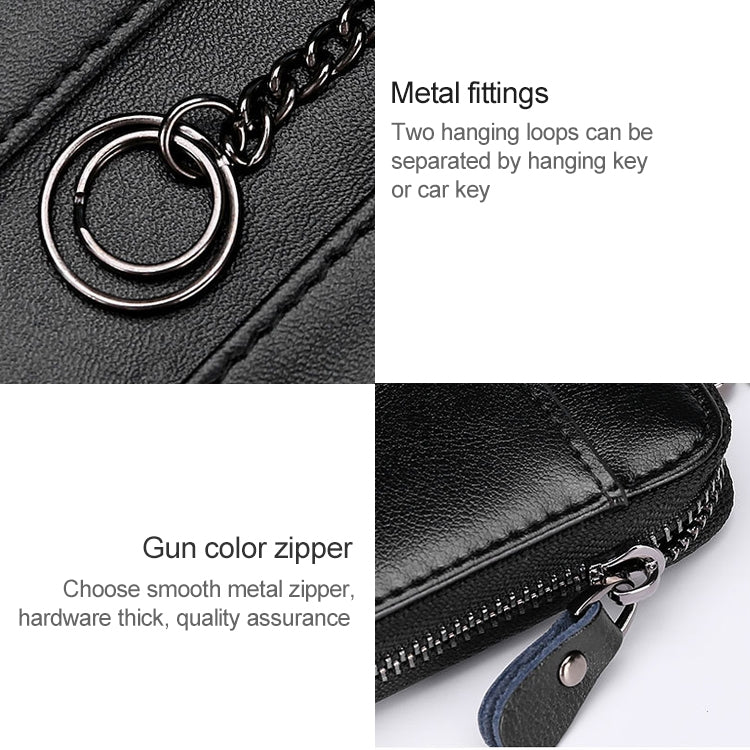 9106 Large-capacity Zipper Leather Keys Holder Bag Multi-function Wallet(Black) - Home & Garden by buy2fix | Online Shopping UK | buy2fix