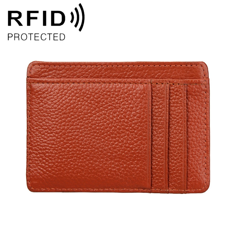 KB37 Antimagnetic RFID Litchi Texture Leather Card Holder Wallet Billfold for Men and Women (Brown) by buy2fix