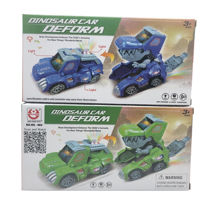 HG-882 Electric Dinosaur Deformation Car Toy Universal Light Music Toy (Blue) - Music Toys by buy2fix | Online Shopping UK | buy2fix