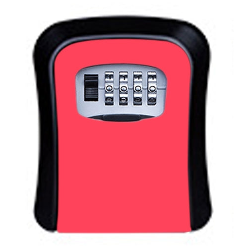 Password Lock Metal Storage Box Door Security Box Wall Cabinet Key Safety Box(Red) by buy2fix