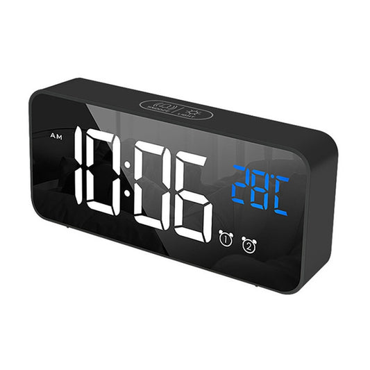 Bedside Alarm Clock Sound Control Mirror LED Music Clock (Black) - Alarm Clocks by buy2fix | Online Shopping UK | buy2fix