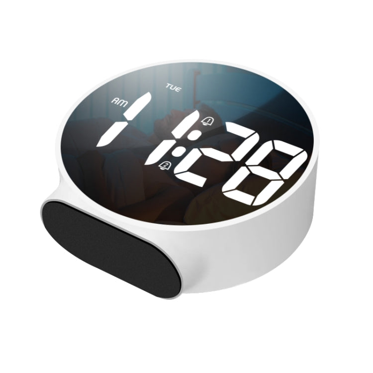 8816 LED Mirror Round Dual-purpose Alarm Clock (White) by buy2fix