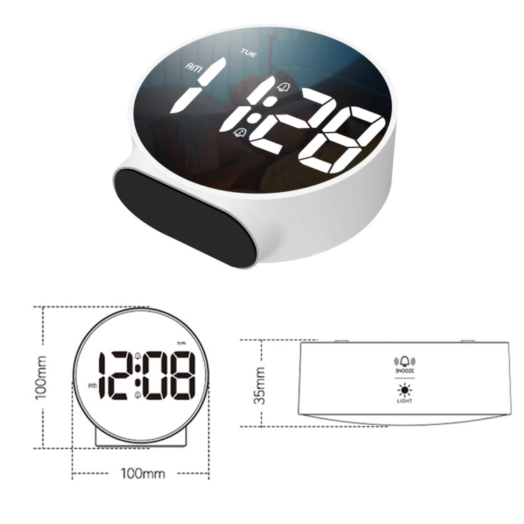 8816 LED Mirror Round Dual-purpose Alarm Clock (White) by buy2fix