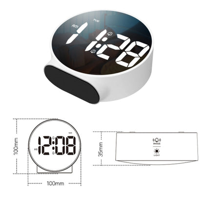 8816 LED Mirror Round Dual-purpose Alarm Clock (White) by buy2fix