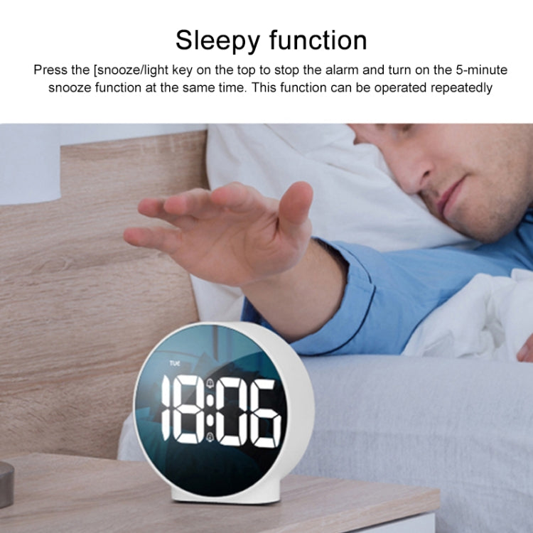 8816 LED Mirror Round Dual-purpose Alarm Clock (White) by buy2fix