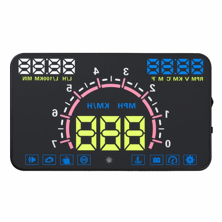 E350 5.8 inch Car HUD / OBD2 Vehicle-mounted Gator Automotive Head Up Display Security System with Multi-color LED, Support Car Real Speed & Turn Speed & Water Temperature & Oil Consumption & Driving  ... peed Alarm, Mile Switching, Light Sensor Functions - Head Up Display System by buy2fix | Online Shopping UK | buy2fix