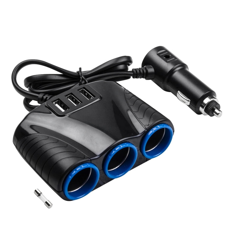 12-24V 3.1A 3 USB Ports & 3 Car Cigarette Lighter Sockets Car Charger - Cigar Socket by buy2fix | Online Shopping UK | buy2fix