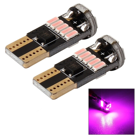 2 PCS DC 12V 2W 240LM 5500K T10-4014-15SMD Car Width Lamp Clearance Light Parking Lights（Pink Light）
