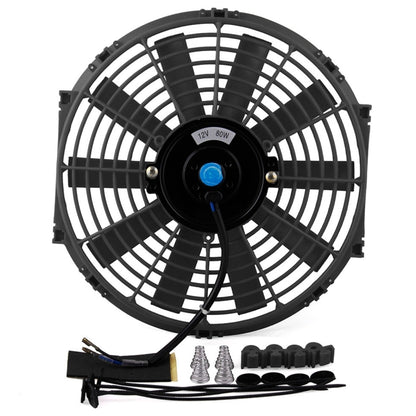 12V 80W 12 inch Car Cooling Fan High-power Modified Tank Fan Cooling Fan Powerful Auto Fan Mini Air Conditioner for Car(Black) - Heating & Fans by buy2fix | Online Shopping UK | buy2fix